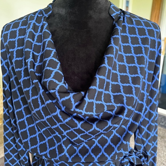 JustFab Blue and Black Midi Dress - Picture 2 of 8